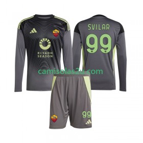 Camisolas de futebol AS Roma Mile Svilar 99 Guarda Redes Criança Equipamento Principal 2025/26 Manga Comprida